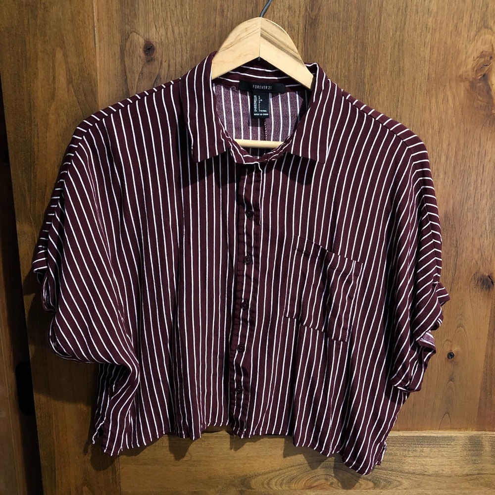 Forever 21 Stripe Crop Button Down